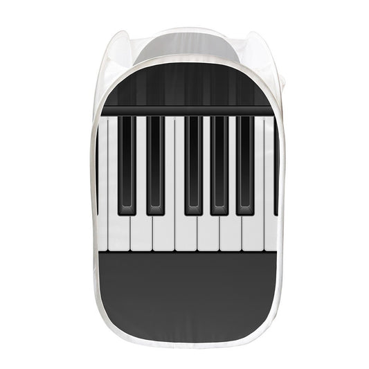 Piano Keyboard Print Mesh Laundry Hamper
