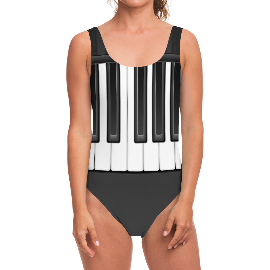 Piano Keyboard Print One Piece Swimsuit