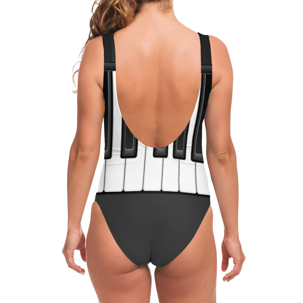 Piano Keyboard Print One Piece Swimsuit