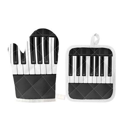 Piano Keyboard Print Oven Mitt And Pot Holder Set
