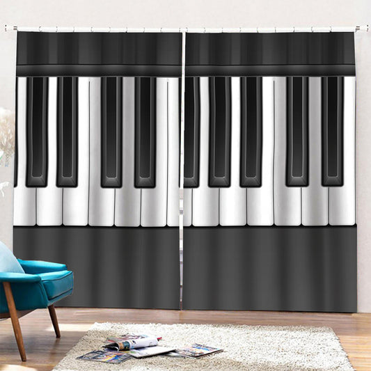 Piano Keyboard Print Pencil Pleat Curtains
