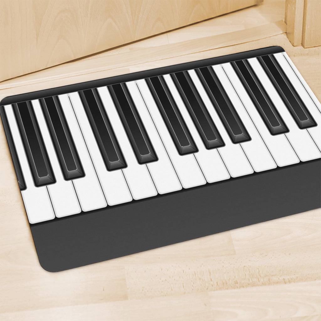 Piano Keyboard Print Polyester Doormat