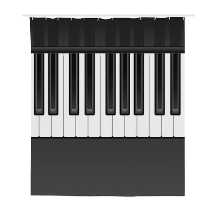 Piano Keyboard Print Polyester Shower Curtain
