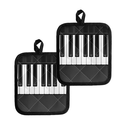 Piano Keyboard Print Pot Holders
