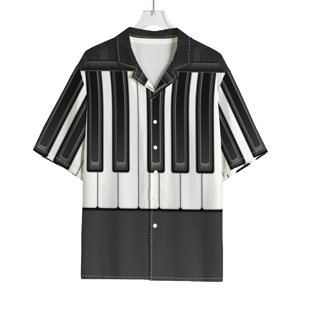 Piano Keyboard Print Rayon Hawaiian Shirt