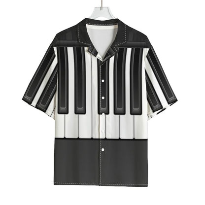 Piano Keyboard Print Rayon Hawaiian Shirt