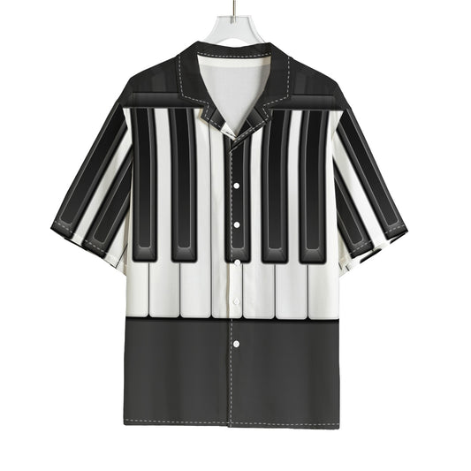 Piano Keyboard Print Rayon Hawaiian Shirt