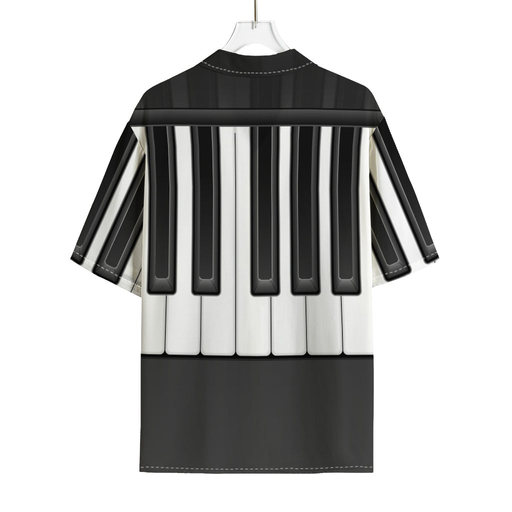 Piano Keyboard Print Rayon Hawaiian Shirt