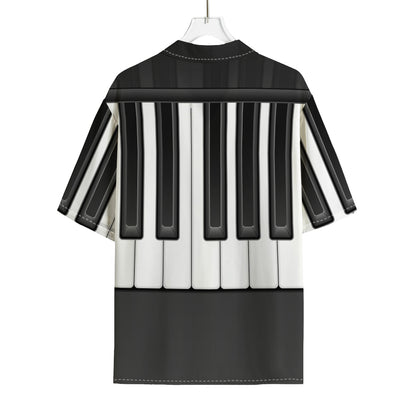 Piano Keyboard Print Rayon Hawaiian Shirt