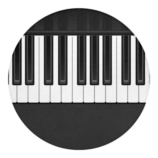 Piano Keyboard Print Round Blanket
