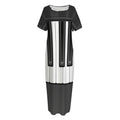 Piano Keyboard Print Short Sleeve Long Nightdress