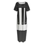 Piano Keyboard Print Short Sleeve Long Nightdress
