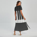 Piano Keyboard Print Short Sleeve Maxi Dress