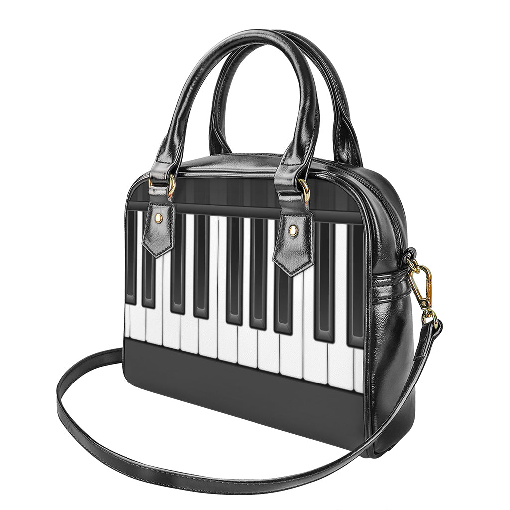 Piano Keyboard Print Shoulder Handbag