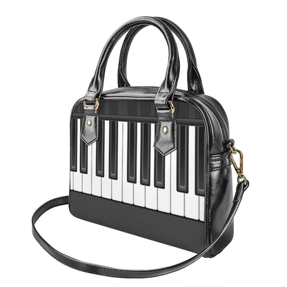 Piano Keyboard Print Shoulder Handbag