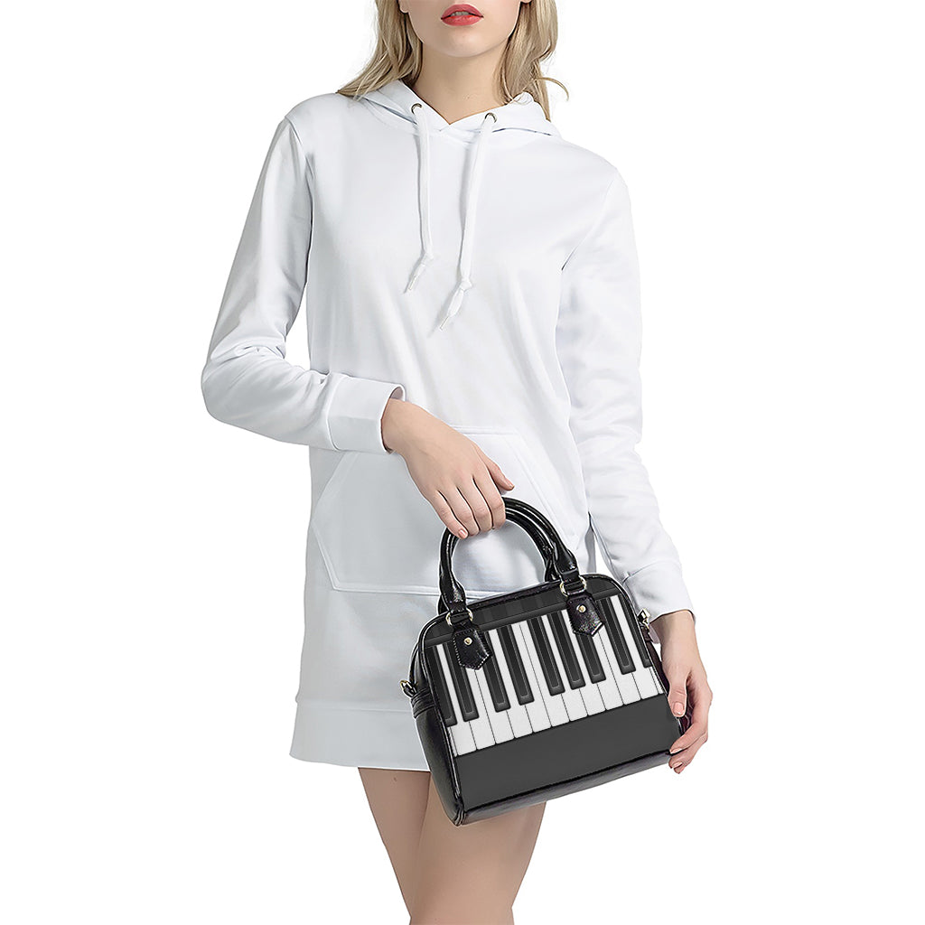 Piano Keyboard Print Shoulder Handbag