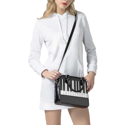 Piano Keyboard Print Shoulder Handbag