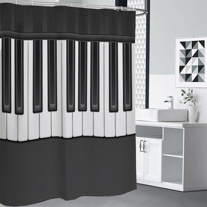 Piano Keyboard Print Shower Curtain