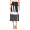 Piano Keyboard Print Side Slit Midi Skirt