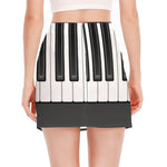 Piano Keyboard Print Side Slit Mini Skirt