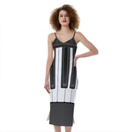 Piano Keyboard Print Slim Fit Midi Cami Dress