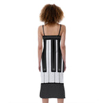Piano Keyboard Print Slim Fit Midi Cami Dress