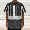 Piano Keyboard Print Textured Short Sleeve Shirt