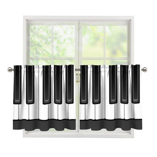 Piano Keyboard Print Tier Curtains