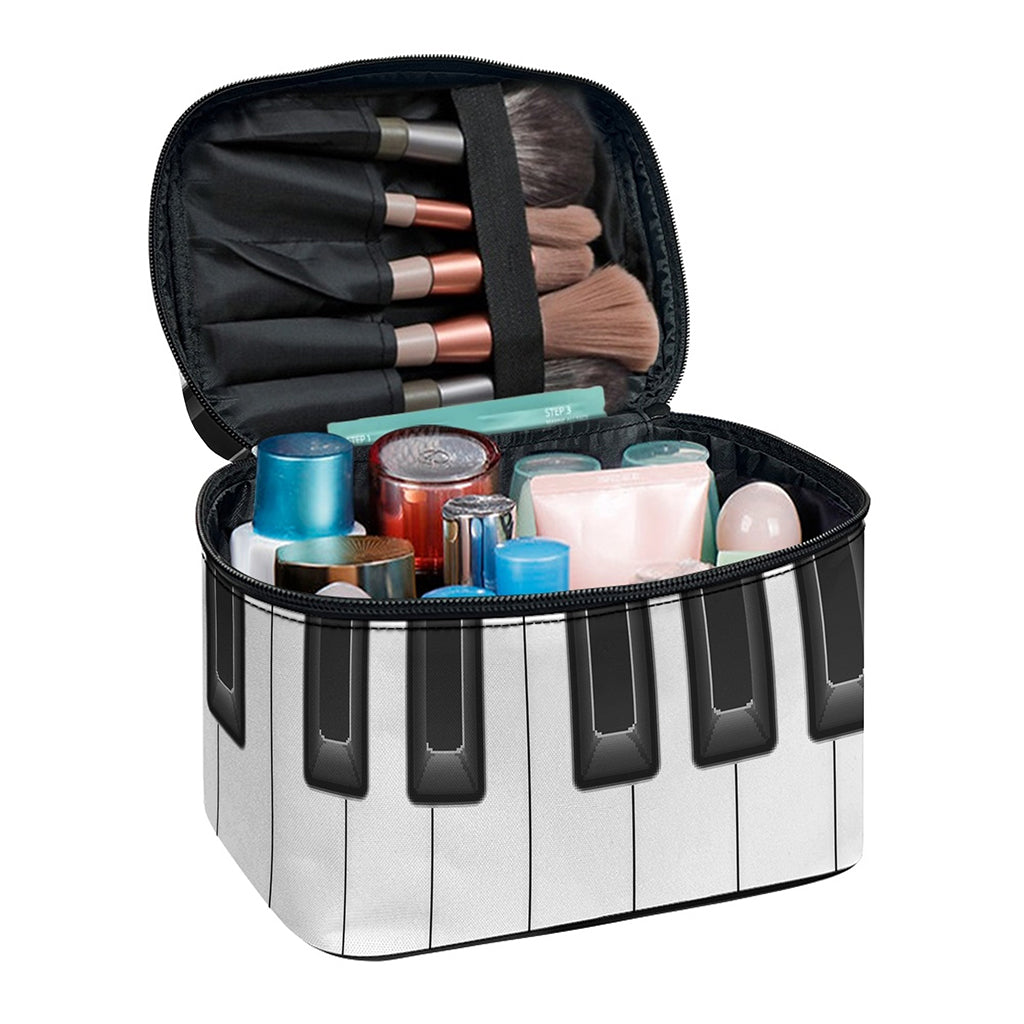 Piano Keyboard Print Travel Makeup Bag