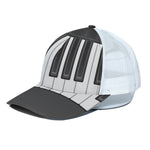 Piano Keyboard Print White Mesh Trucker Cap