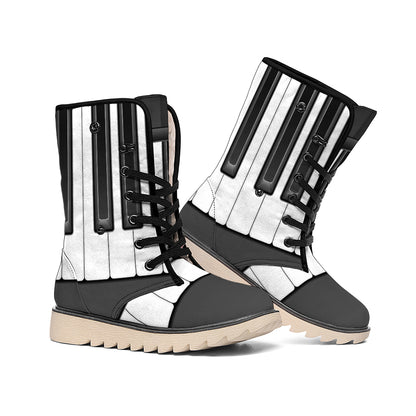 Piano Keyboard Print Winter Boots
