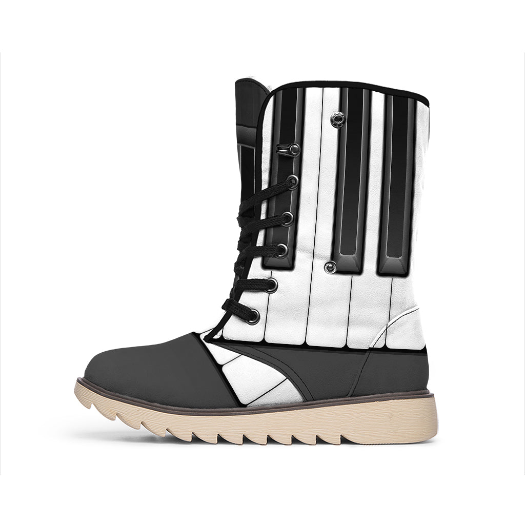 Piano Keyboard Print Winter Boots