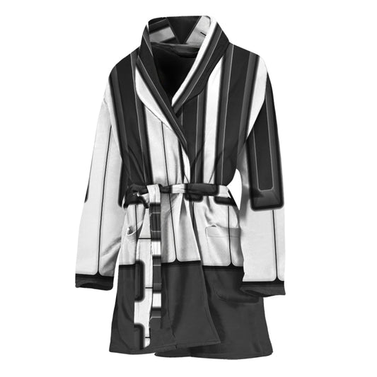 Piano Keyboard Print Women's Bathrobe