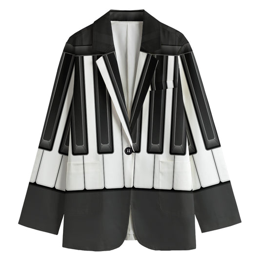 Piano Keyboard Print Women's Blazer