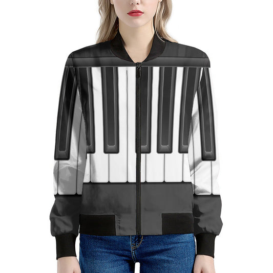 Piano Keyboard Print Women's Bomber Jacket