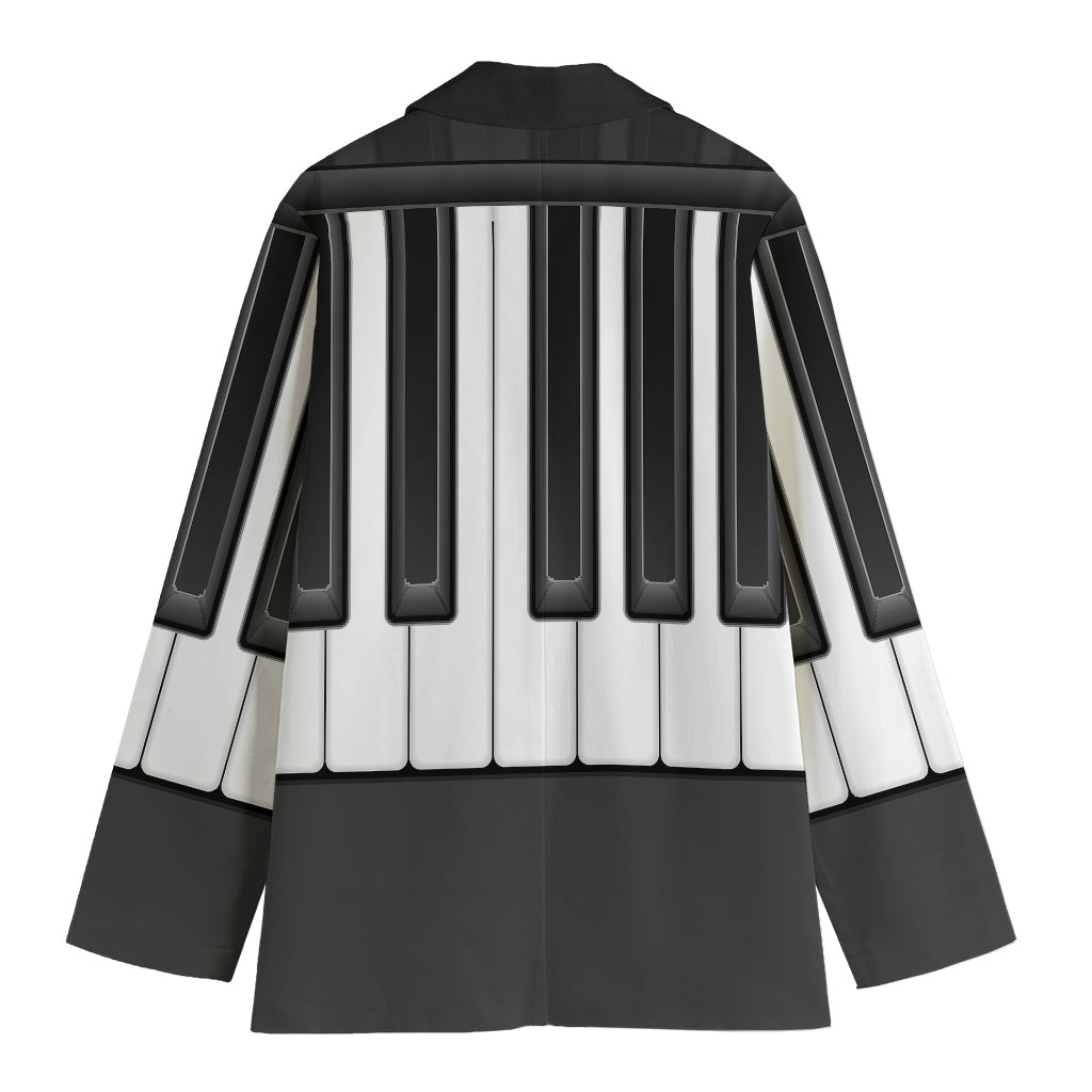 Piano Keyboard Print Women's Cotton Blazer