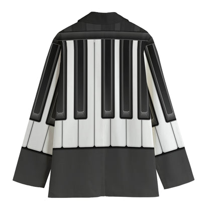 Piano Keyboard Print Women's Cotton Blazer