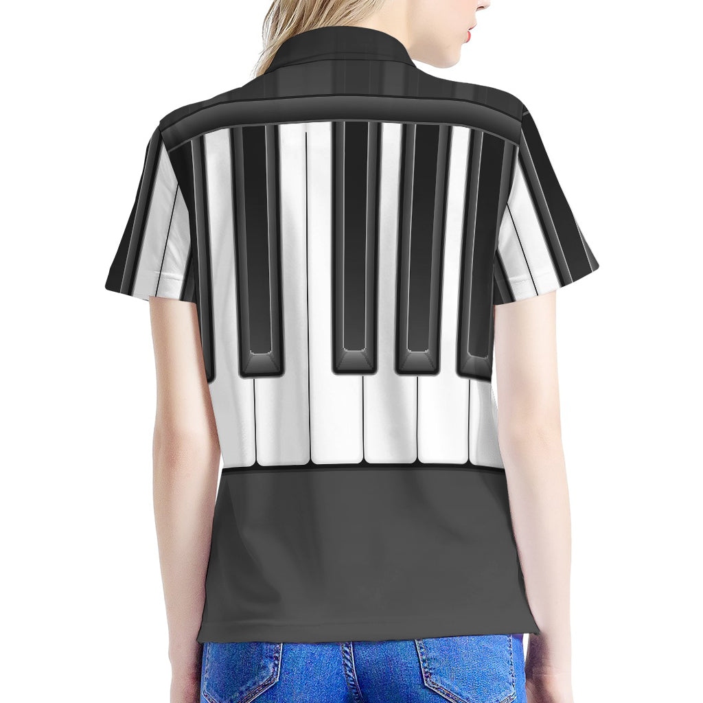 Piano Keyboard Print Women's Polo Shirt