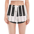 Piano Keyboard Print Women's Split Running Shorts