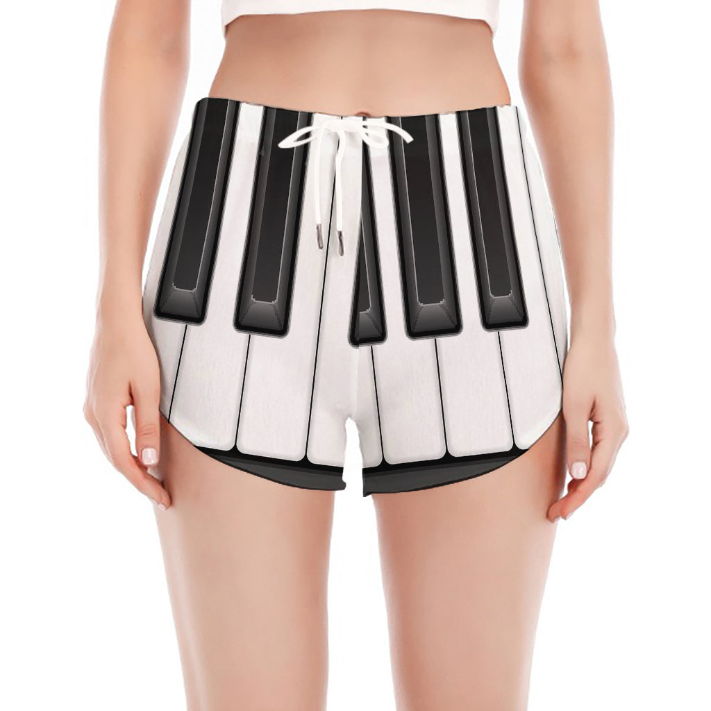 Piano Keyboard Print Women's Split Running Shorts