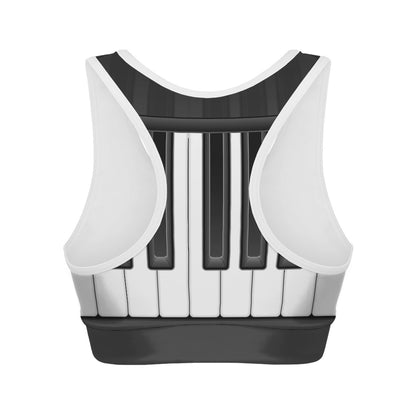 Piano Keyboard Print Women's Sports Bra
