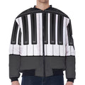 Piano Keyboard Print Zip Sleeve Bomber Jacket
