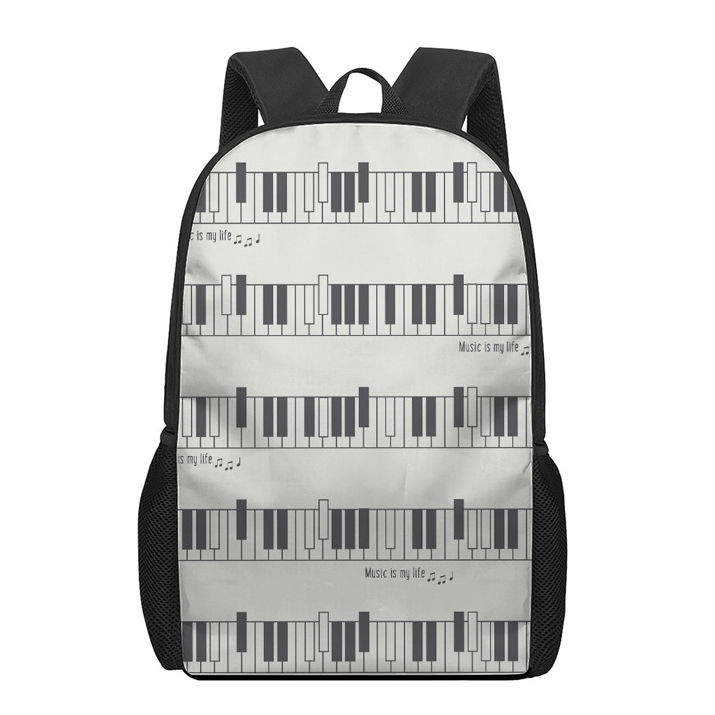 Piano Pattern Print 17 Inch Backpack