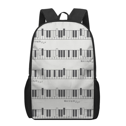 Piano Pattern Print 17 Inch Backpack