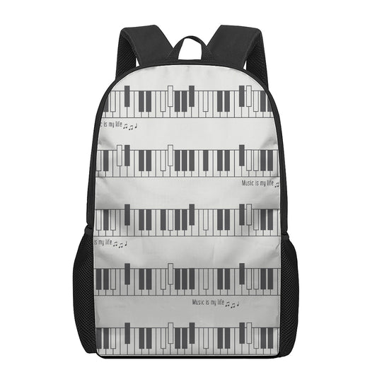 Piano Pattern Print 17 Inch Backpack