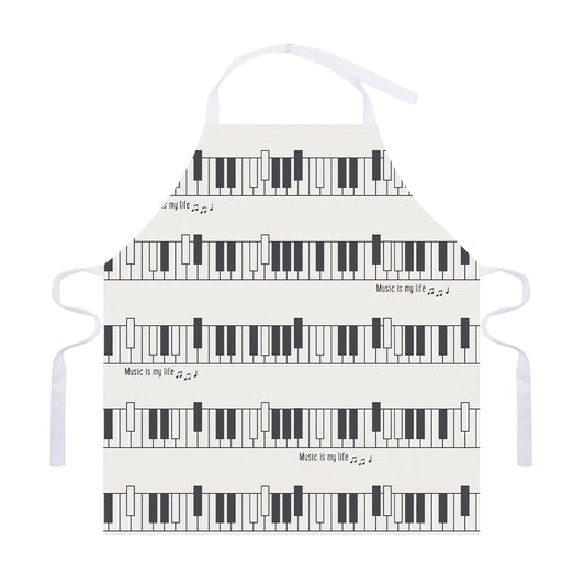 Piano Pattern Print Adjustable Apron