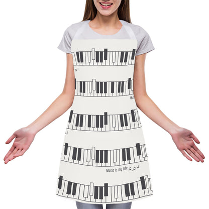 Piano Pattern Print Adjustable Apron