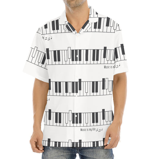 Piano Pattern Print Aloha Shirt