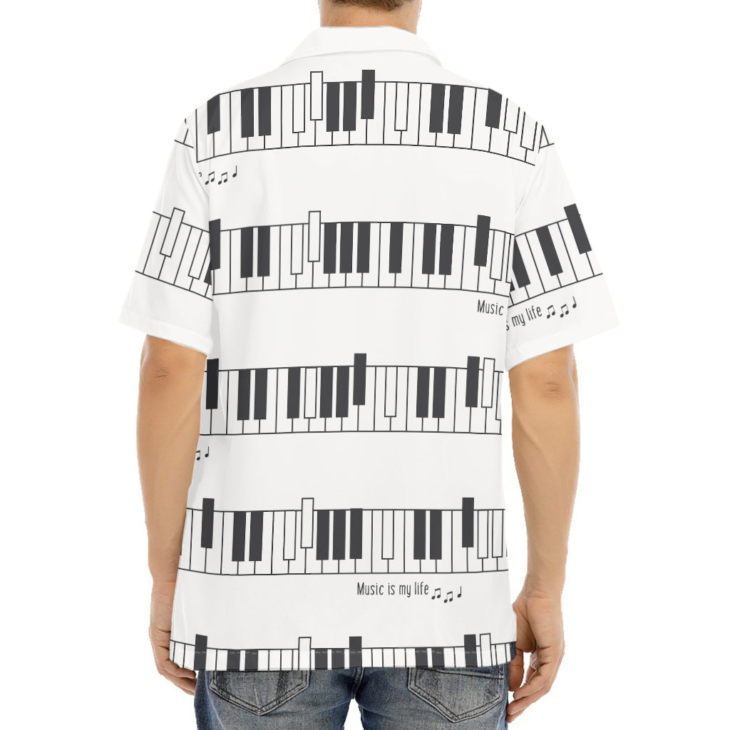 Piano Pattern Print Aloha Shirt
