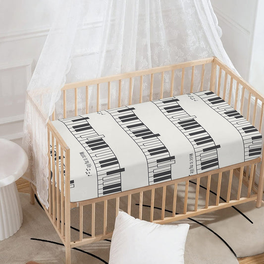 Piano Pattern Print Baby Crib Sheet